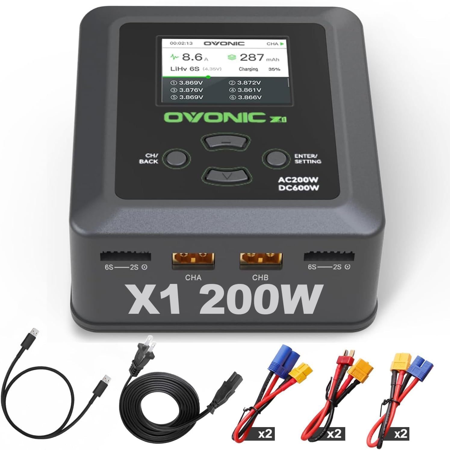 Ovonic 608AC Smart Pocket Charger 200W V6 Akıllı Dengeleyici LiPo Şarj Cihazı (Detachable Power Supply)