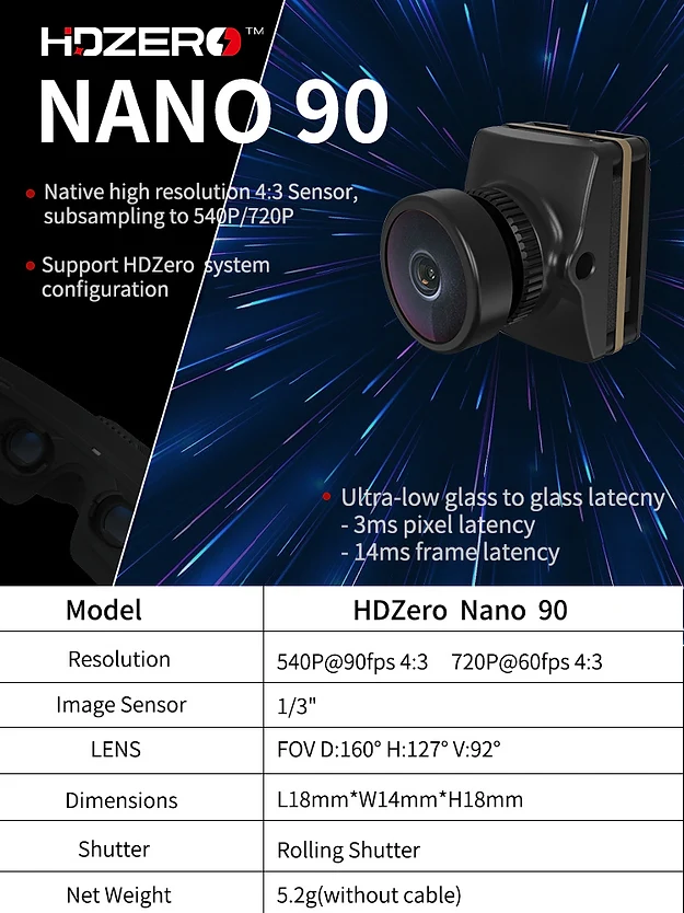 Walksnail HDZero Nano 90 V4 Dijital HD FPV Görüntü Aktarım Kiti (14x14mm Nano)