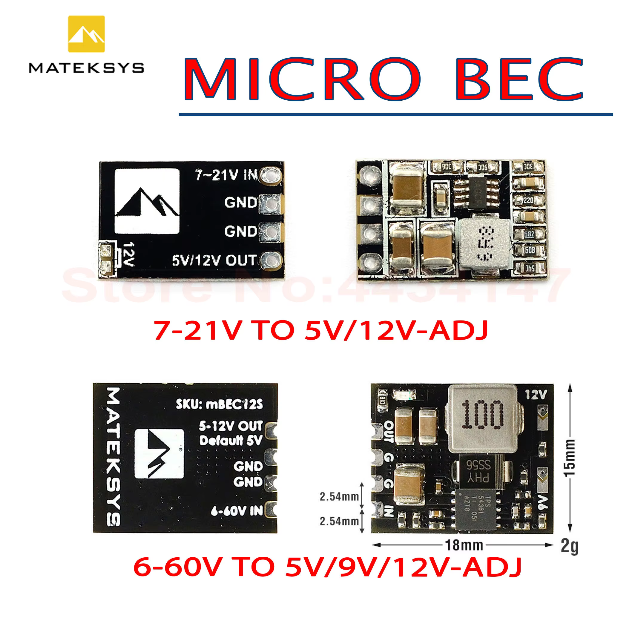 Matek Systems Micro BEC Step-Down 5V/9V/12V PRO Voltaj Düşürücü Regülatör Modülü (Adjustable Output)