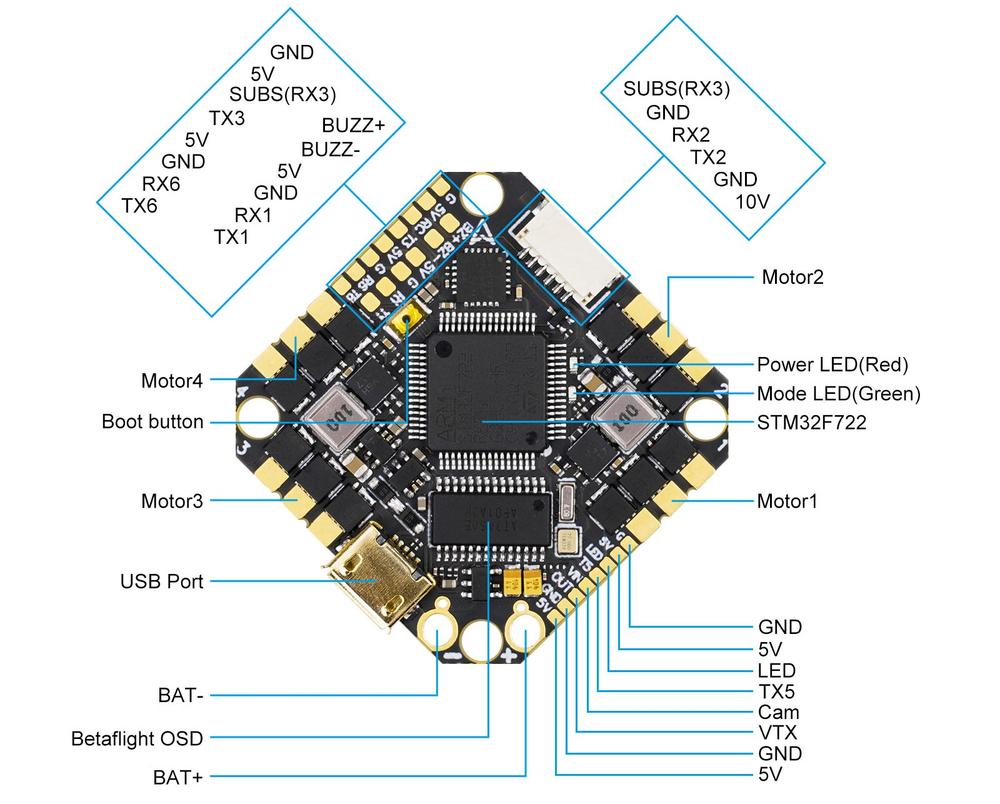 BetaFPV F722 Dual Gyro Pro V3 FPV Uçuş Kontrol Kartı (30.5x30.5mm)