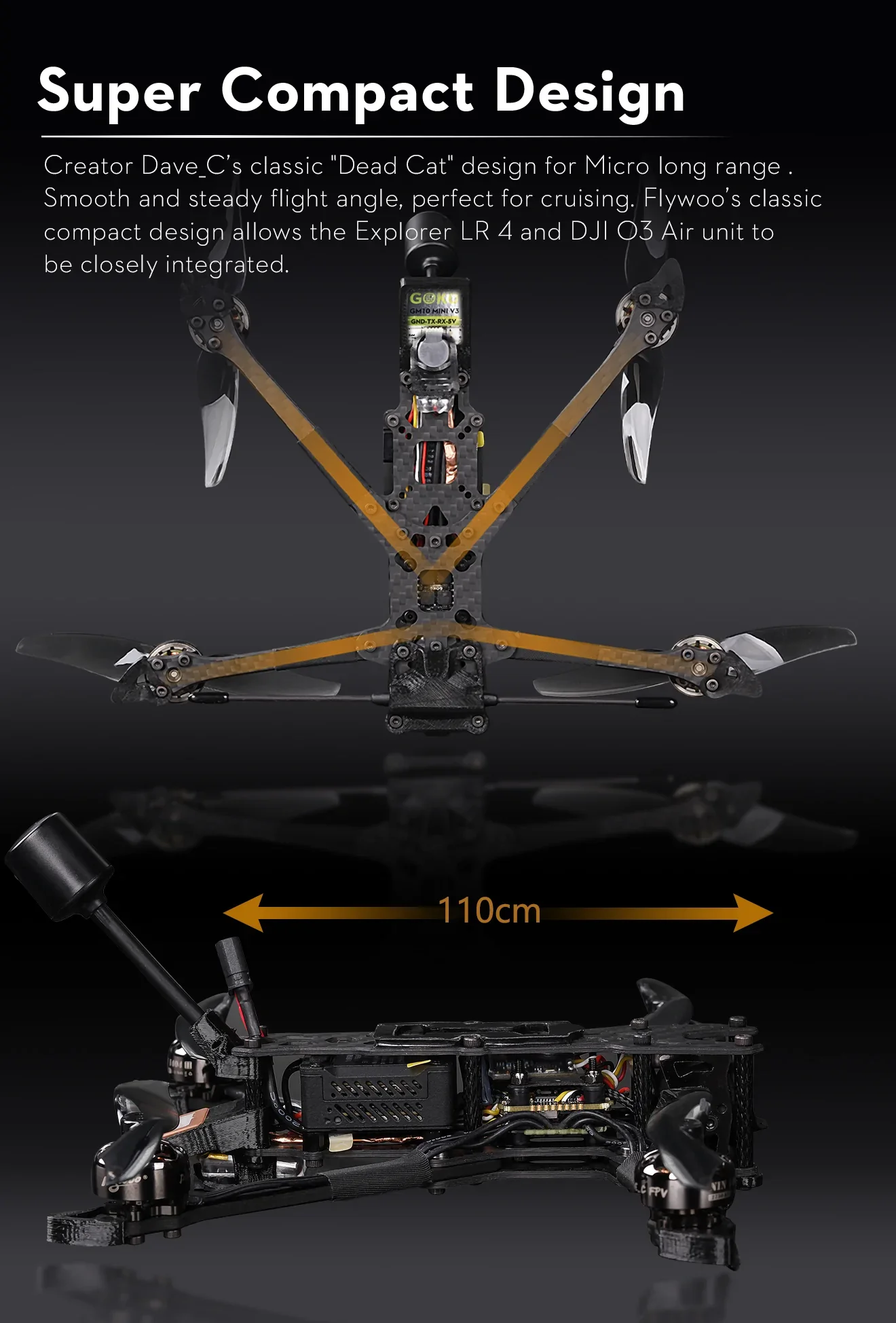 Sub250 Explorer LR 4 HD Long Range V3 Karbon Fiber FPV Drone Gövde Çerçeve Kiti (Sub250g Class)