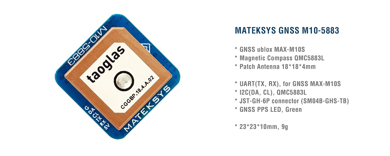 Matek Systems M10-5883 High Precision GPS (Includes JST-GH 6-Pin Harness)