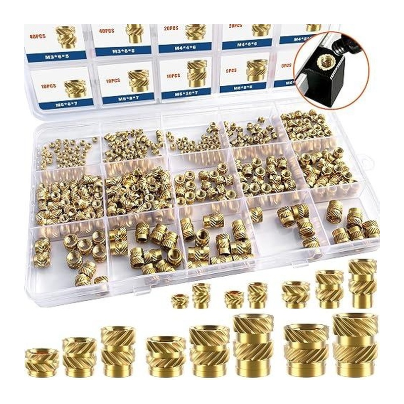 Ktehloy 400Pcs Brass Heat Set Inserts Kit (400 Parça Set + Çakma Ucu)