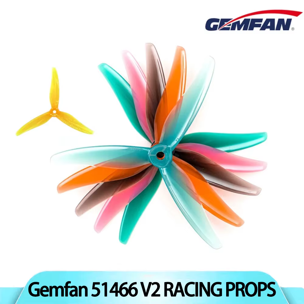 Gemfan Hurricane 51466 V2 V3 3 Kanatlı Dayanıklı FPV Drone Pervanesi (Clear Grey - 4'lü Set)