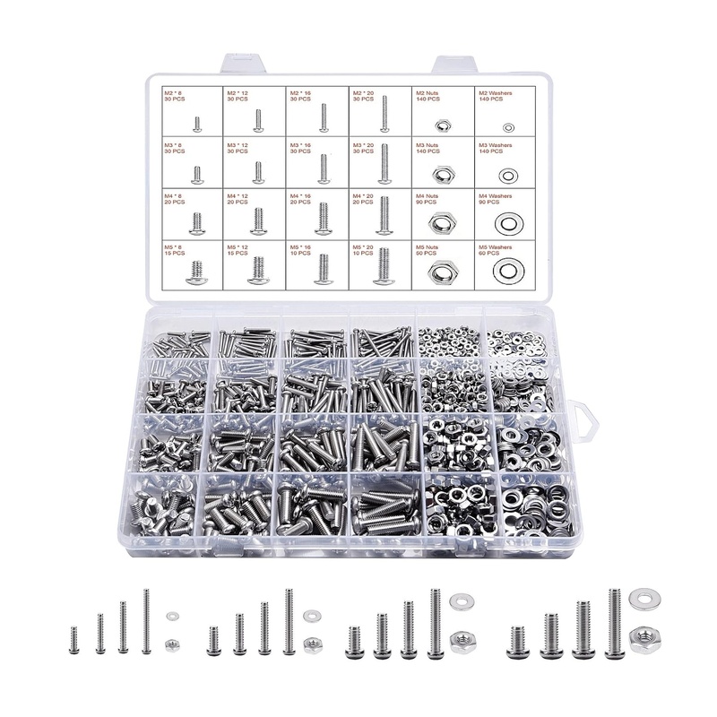 Pozitron Hardware 1220Pcs 304 Stainless Screws & Nuts Kit (1220 Parça Organizer Kutulu Tam Set)