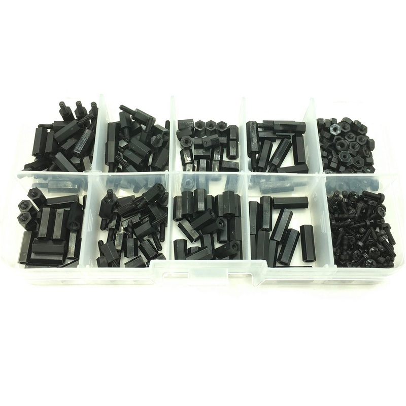 Ethix M2 & M3 Black Nylon & Steel  (300Pcs) PRO Kapsamlı Drone Montaj Civata ve Yükseltici Seti (Plastic Organizer Box)