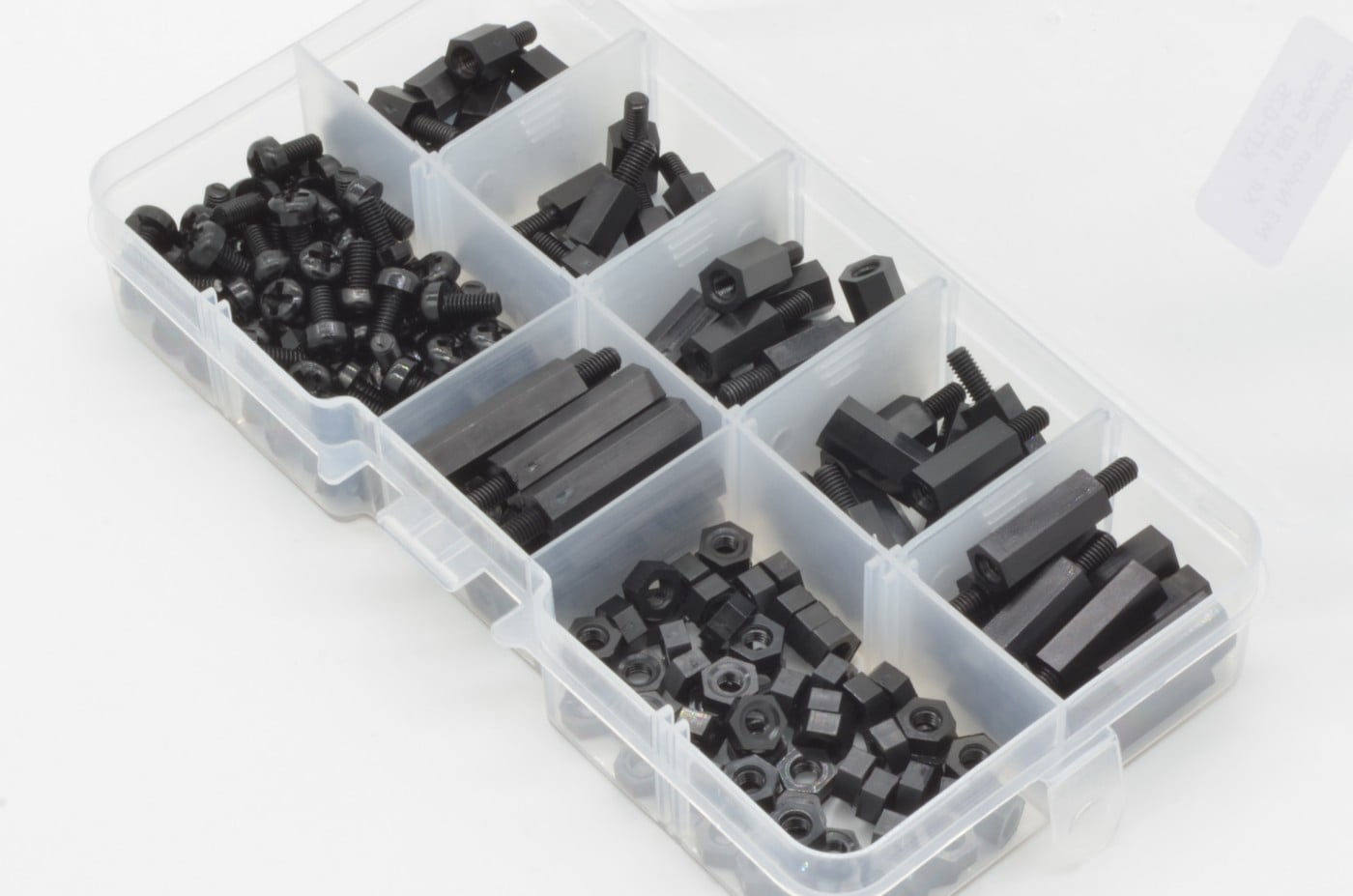 TBS M2 & M3 Black Nylon & Steel  (300Pcs) V4 Kapsamlı Drone Montaj Civata ve Yükseltici Seti (Plastic Organizer Box)