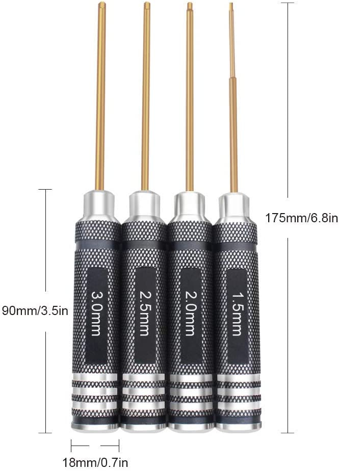 Pine64 Titanium Hex  (4-Piece) V6 Sertleştirilmiş Titanyum Alyan Takımı (HSS Titanium Coated)