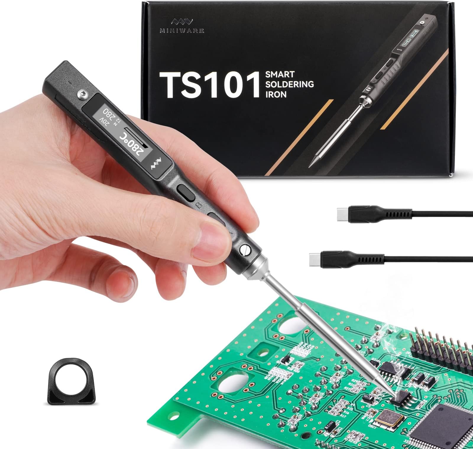 RDQ TS101 Smart Digital  65W V7 Akıllı Dijital Taşınabilir Havya Seti (OLED Screen & Temperature Control)